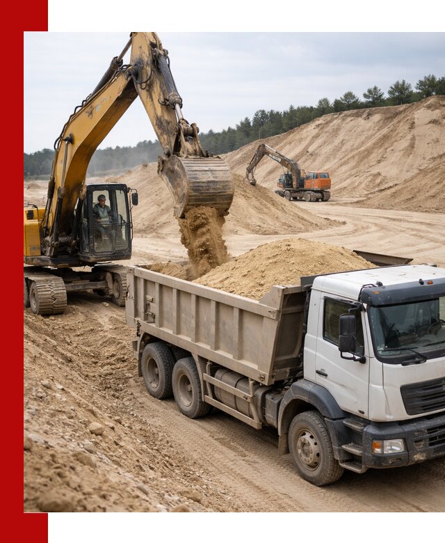 Доставка карьерного песка с самосвалами и разгрузкой в Дедовске