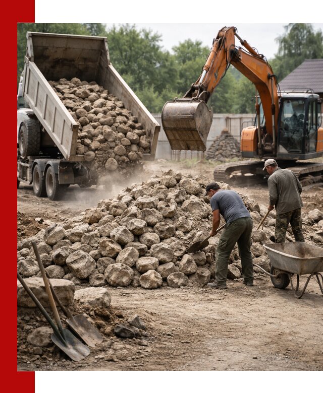 Доставка и разгрузка бутового камня в Дедовске
