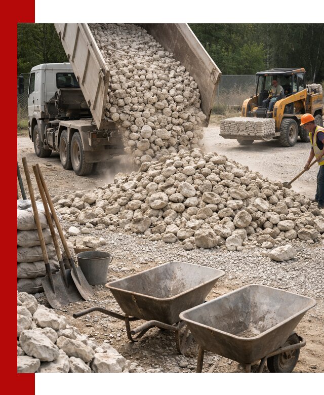 Доставка и продажа бутового известнякового камня в Дедовске