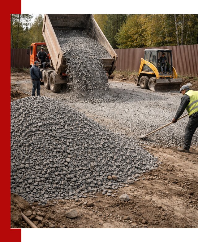 Отсыпка участка щебнем с доставкой и уплотнением в Дедовске